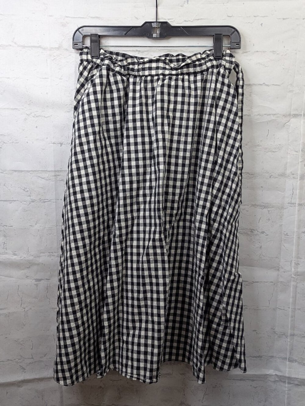 Aritzia WILFRED High Waist Elastic Waist Black Wht A-line Midi Skirt Sz Medium